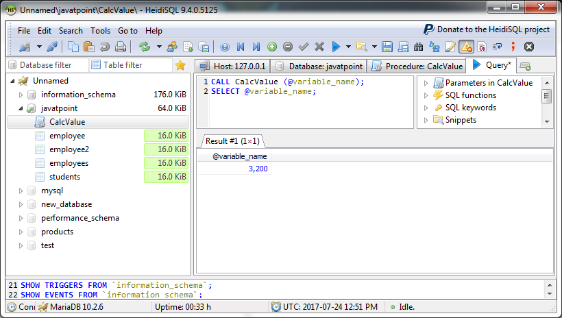 MariaDB Procedure 3